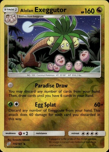 Alolan Exeggutor 115/181 Rare Team Up Pokemon Reverse Holo Lightly Played