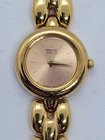 Seiko Women Vintage Petite Watch 19mm Black Dial Gold Tone New Battery.     (84)