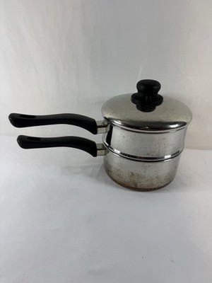 Revere Ware 2 Qt Copper Bottom Stainless Steel Double Boiler With Lid USA