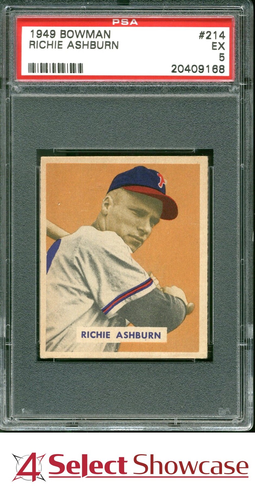 1949 BOWMAN #214 RICHIE ASHBURN RC PHILLIES HOF PSA 5