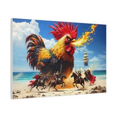 Giant Fire-Breathing Rooster Battles Knights Scott D Van Osdol Fine Art Canvas