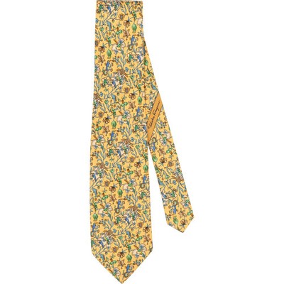 Salvatore Ferragamo Bird Floral Print Silk Tie Krawatte