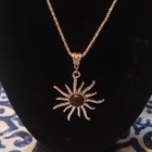Silver Tone Sun Pendant Chain Necklace, Adjustable, Lobster Clasp — photo 2