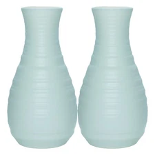 Flower Vase Composite Plastic Unbreakable Ceramic Look Green Home Decor 2 Pack