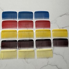 Vintage Side Hair Comb Lot of 17 Goody USA Made 80  s Retro Red Yellow Blue 1 3/4