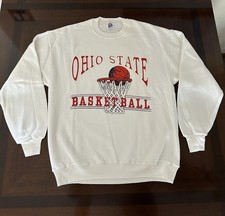 Vintage Ohio State Basketball Sweatshirt Jerzees Super Sweats USA White Adult XL