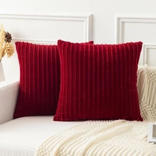 Kevin Textile Set of 2, Christmas Plush Velvet 22" x 22" (Pack of 2) Burgundy