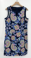 Talbots Dress Womens 14 Blue Paisley Floral Party Office Career Preppy