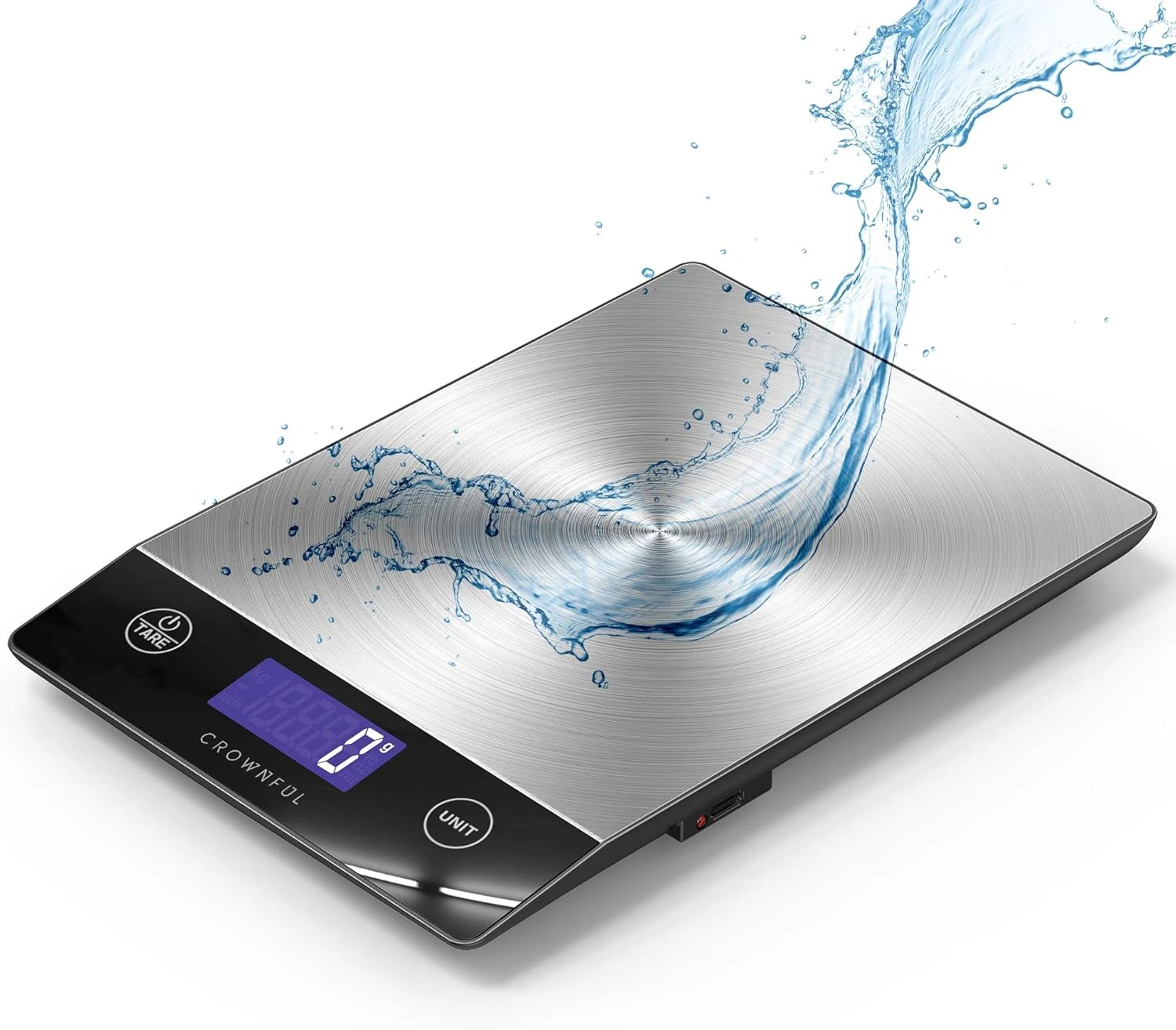 Báscula Cocina Digital Acero 304, 15kg/33Lb, USB-C, Pantalla LCD