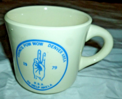 Vintage Boy Scout Coffee Teacup Council Pow Wow Help Akela Denver Area 1979