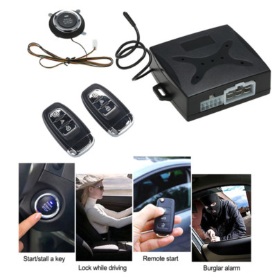 Car Keyless Entry Engine Start Alarm System Push Button Remote Starter System