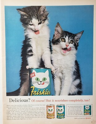 Lot of 3 Vintage 1963Friskies Cat Food Food Print Ads Deep Sea Flavor