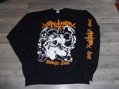 Sarcofago Crewneck Sweatshirt Black Thrash Metal Mutilator Nunslaughter Magnus /