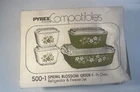 New Vintage Pyrex 500-1 Spring Blossom Green Compatibles early edition NIB set