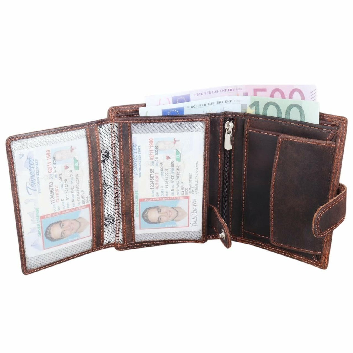 Black Friday 2024 Portafoglio Donna Portafoglio Otto Angelino Uomo - Pelle Vera Ultra Sottile Con Blocco RFID Moero Portafoglio - Foto 9