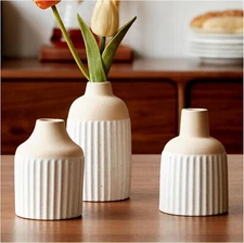 Bud Flower Vase Set of 3 - Modern Boho Aesthetic Ceramic Home Decorations