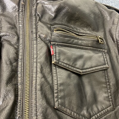 Levi Jacket Mens Faux Leather Full Zip Size L (Rn No. 54163
