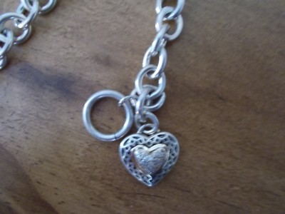 Valentinstag Schmuck 14k Gold 7'' Diamant Akzent & S/S Herz Knebelarmband