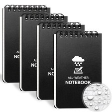 4 Pack All-Weather Memo Pocket Notebook Waterproof Notepad