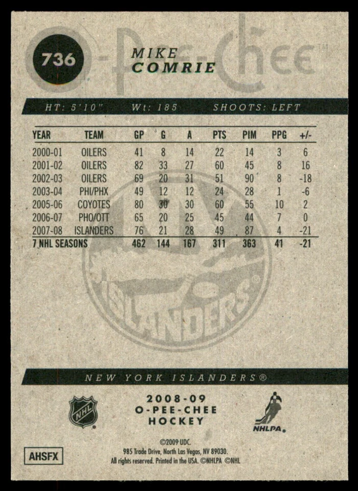 2008-09 O-Pee-Chee Mike Comrie #736 - Image 2 of 2