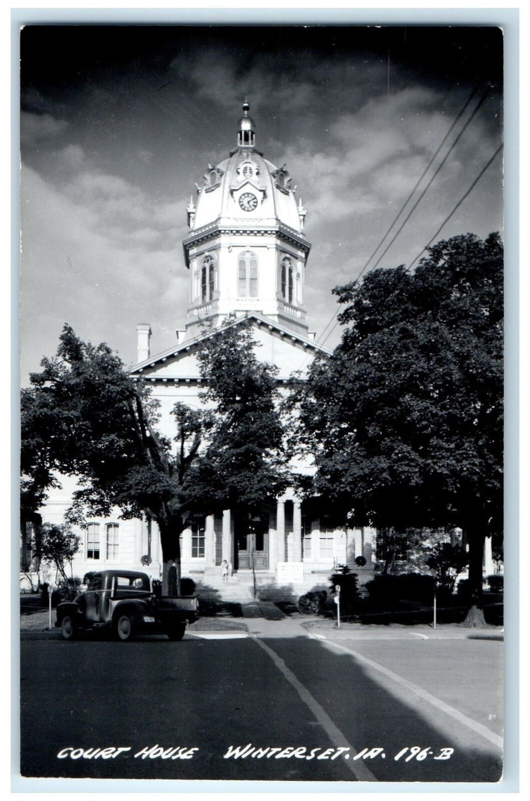 c1940's Court House Building Car Winterset Iowa IA RPPC Photo Vintage