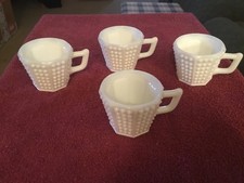vintage hobnel style small white milk glass tea / coffee cups 