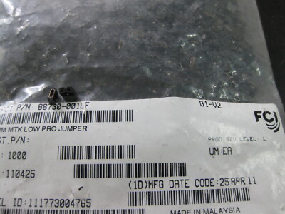 10x 86730-001LF Headers & Wire Housings Centerline, Single Row, Shunt, Blk,.2um