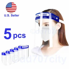 5pcs Safety Full Face Shield Reusable Washable Protection Cover Mask Anti-Splash