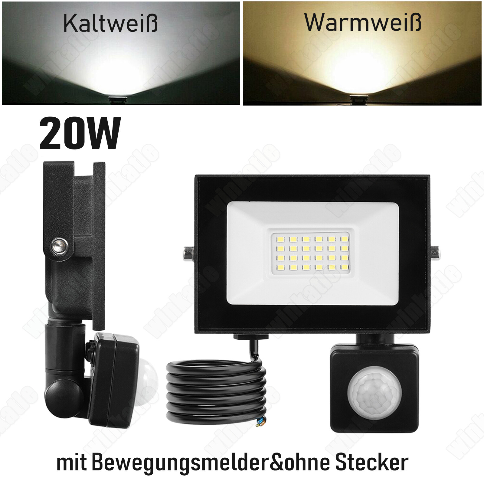 Lumare 50W LED Strahler Mit Bewegungsmelder Und Stecker | Außen- Und Innenlampe LED | IP65, 5000lm | Mini-Flutlichtlampe | Ersetzt Ca. 350W Glühlampen | In 3000K Warmweiß - Foto 12