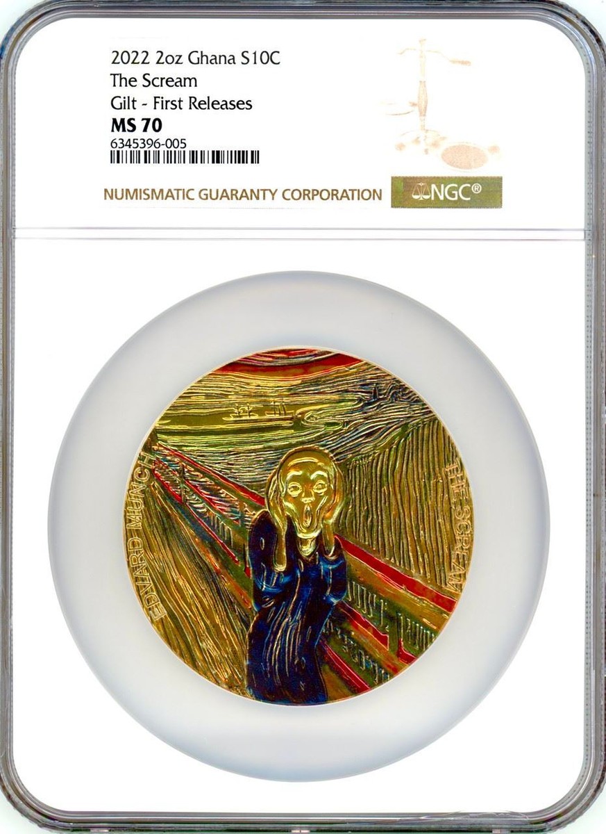 2022 Republic of Ghana 2 oz Silver Edvard Munch - The Scream NGC