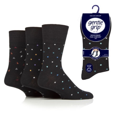 6 Pairs Mens Gentle Grip Non Binding Honeycomb Top Socks Black Equilibrium
