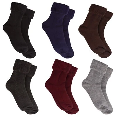 SOCK STACK Pack of 6 Mens Thermal Bed Socks Cosy Feet Warm Fluffy Slipper Socks UK 6-11