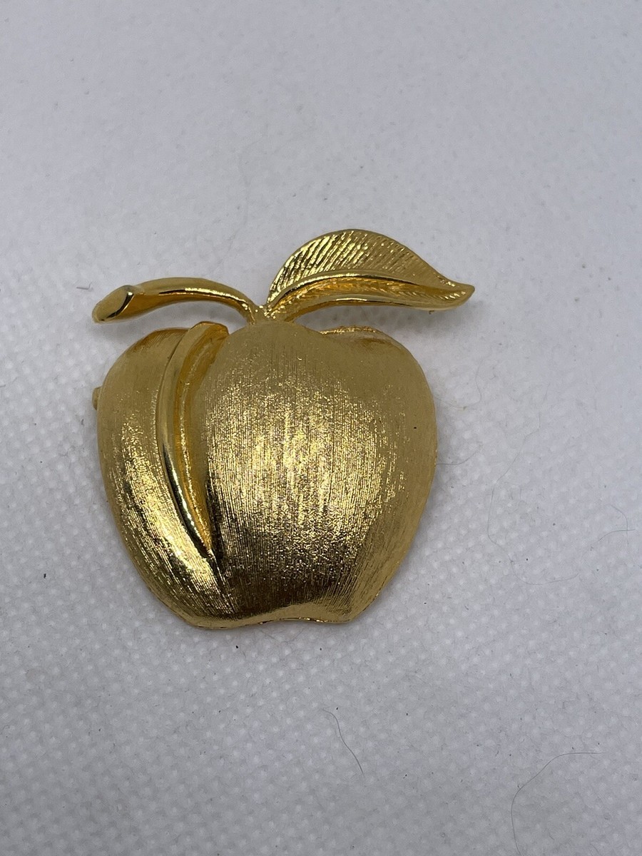 Gold Tone Teachers Apple Brooch Pin Golden Apple Pin | eBay