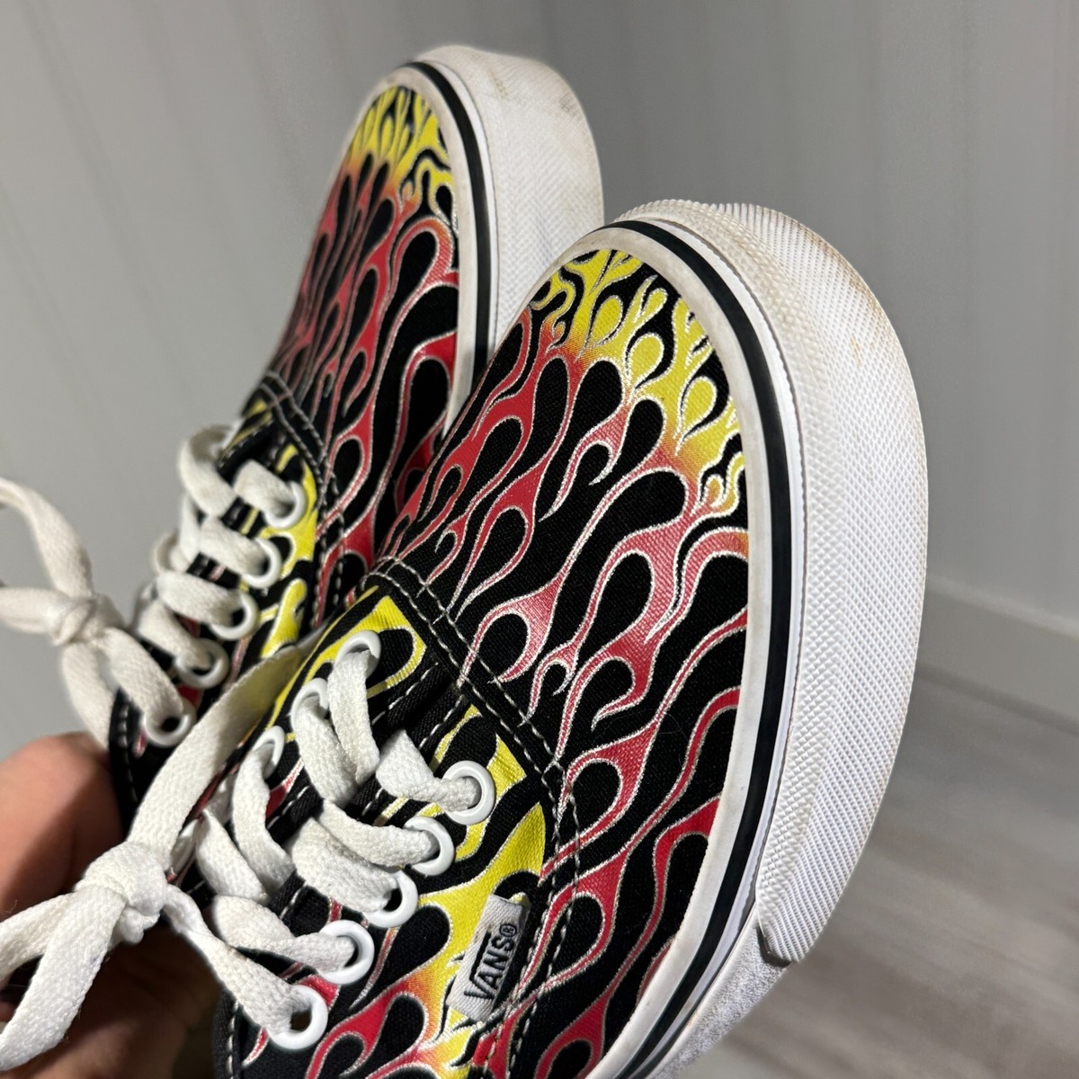 VANS Authentic Era Flame Shoes Old Skool Men's Sz 7 Flames Fire