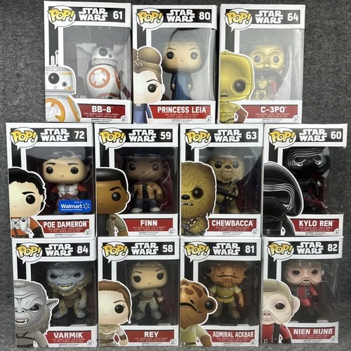 Funko Pop! Star Wars The Force Awakens lot of 11 Rey Kylo Chewbacca Leia BB8 Poe