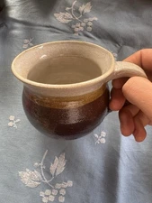 Lala&Jim Handmade Stoneware Pottery Mugs - Set of 7, Rustic Brown and Beige Mugs