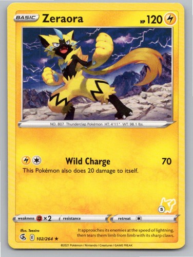2021 POKEMON ZERAORA FUSION STRIKE 102/264 R NM A71328 FREE S&H
