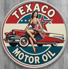 Texaco Motor Oil 8" Diameter Novelty Metal Sign Made In USA New!