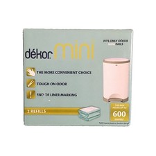 Dekor Mini Diaper Pail Liner Refills - 2 Refills Holds Up To 600 Diapers
