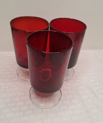 Set Of 3 Luminarc  French, Ruby And Clear, Wine Glasses  (114)