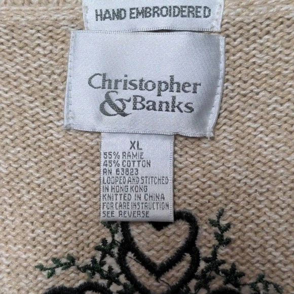 Christopher & Banks De Colección Cottagecore Grannycore Tejido Suéter Chaleco Corazones Talla XL Foto 4 de 4