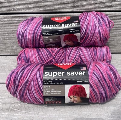 Red Heart Super Saver Yarn  Plum Pudding #0940 Lot 560N~ Lot Of 3
