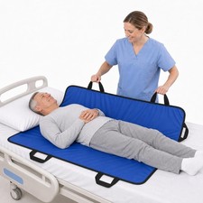 Positioning Bed Pad with 8 Reinforced Handles, 48" x 40" Reinforced Handles BLUE