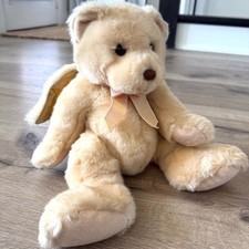 TY Gloria Angel Bear 2003 Plush Stuffed Animal 13" Cream Wings Ribbon EUC