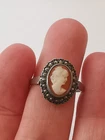 Sterling Silver Vintage Camio Marcasite Ring, Ring Size O 1/2 R29MY