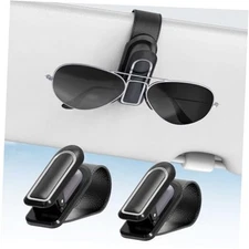  Sunglass Holder for Car (One-Handed Operation, Gentle & 2 Pack Black & Silver
