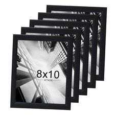 8x10 Picture Frame Set of 5, Wooden frames 8x10in -5Pack Black Woodgrain