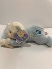 Aurora Baby Blue Sleeping Bear Plush Hugging Stuffie Squeak Plush Lovey 13  