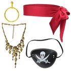 Beelittle Captain Pirate Costume Accessories Set Red Headband Pirate Skull Ey...
