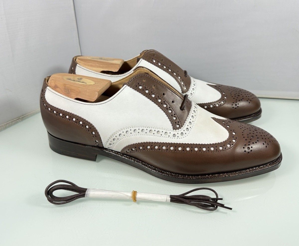 Brooks Brothers Peal Co Mens US10 Brown White Leather 